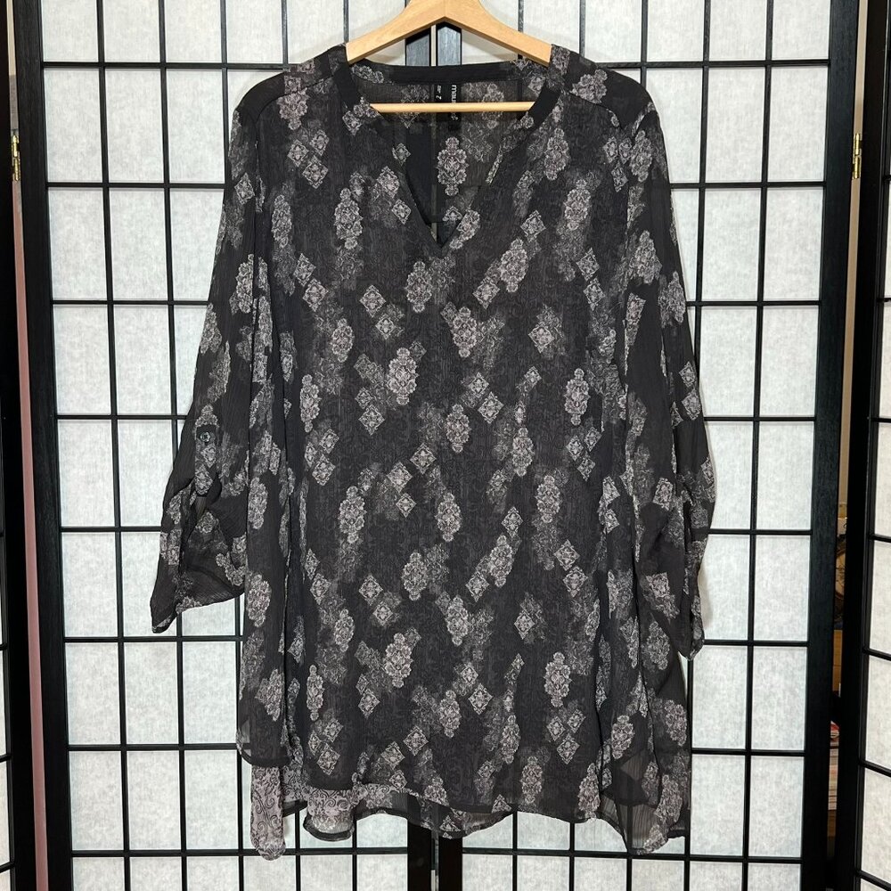 Maurice sheer black and white blouse